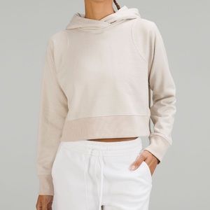 Lululemon Loungeful Hoodie- cropped. Bone/ gold glitter sparkle- EUC